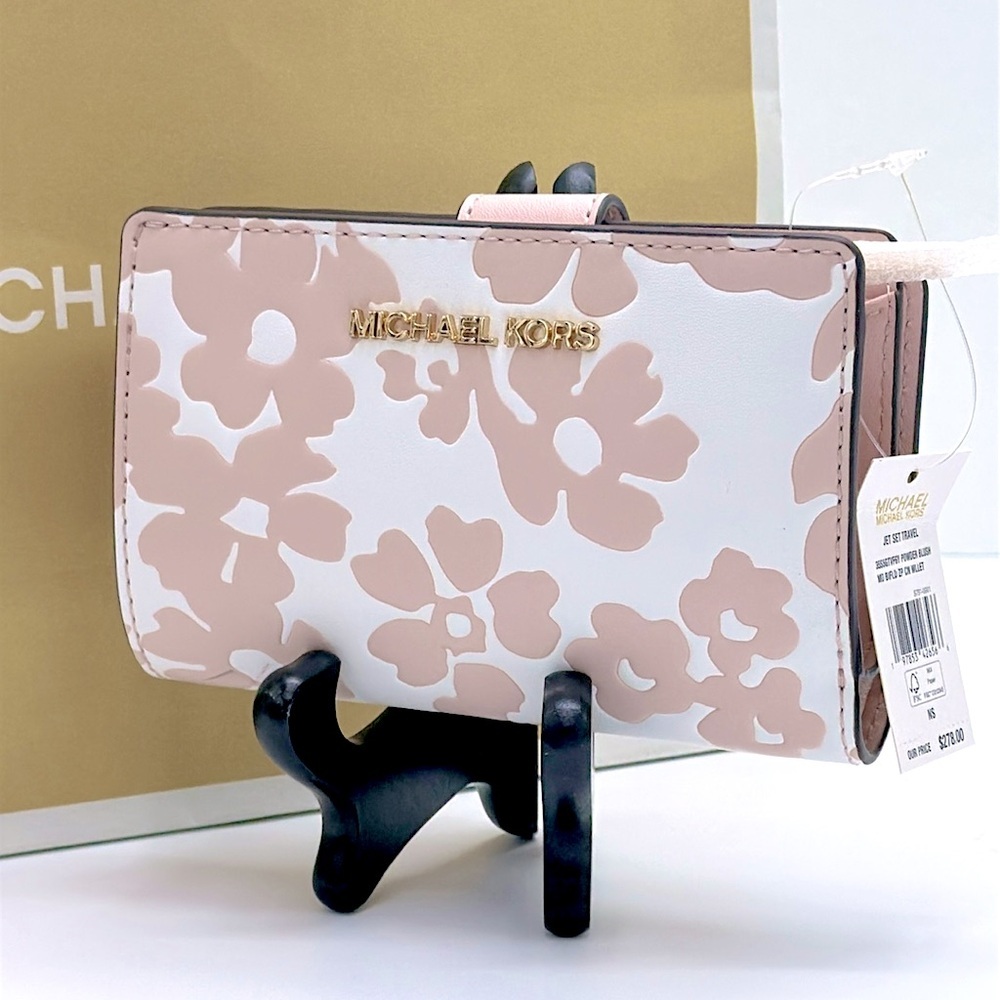 Michael Kors White and Pink Floral Wallet